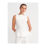 Dilvin 50281 Peplum Top-Ekru