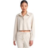 Dilvin 50493 Dökümlü Süet Crop Gömlek, 36, 101A50493, Bej, Kadın