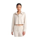 Dilvin 50493 Dökümlü Süet Crop Gömlek, 38, 101A50493, Bej, Kadın