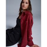 Dilvin 50532 Çıtçıtlı Süet Gömlek-Bordo - 38