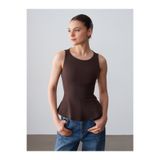 Dilvin 50544 Korse Peplum Bluz-Kahve