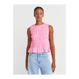 Dilvin 50845 Gipeli Crop Bluz-Pembe