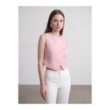 Dilvin 60624 Asimetrik Kesim Yelek-Pembe