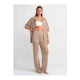 Dilvin 70159 Ajurlu Astarlı Triko Pantolon-Bej