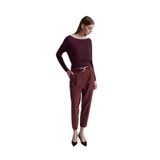 Dilvin 72193 Süet Kemerli Pensli Kumaş Pantolon-Bordo Bordo 38