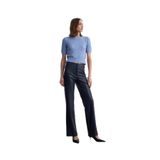 Dilvin 72237 Suni Deri Çan Paça Pantolon-, 38, 101A72237, Lacivert, Kadın