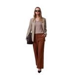 Dilvin 72252 Dikiş Detaylı Süet Görünümlü Pantolon-, 36, 101A72252, Taba, Kadın