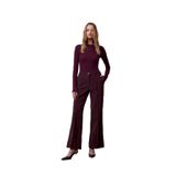 Dilvin 72252 Dikiş Detaylı Süet Görünümlü Pantolon-, 40, 101A72252, Bordo, Kadın