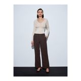 Dilvin 72252 Dikiş Detaylı Süet Görünümlü Pantolon, 40, 101A72252, Kahve, Kadın