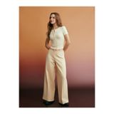 Dilvin 72654 Volanlı Geniş Paça Pantolon-Sarı