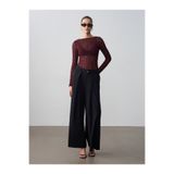 Dilvin 72665 İnce Kemerli Pantolon-Siyah