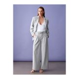 Dilvin 72682 Kemerli Pileli Pantolon-Gri