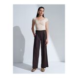 Dilvin 72683 Kemerli Geniş Paça Pantolon-Kahve