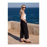 Dilvin 72752 Kemerli Keten Culotte Pantolon-Siyah