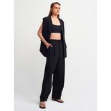 Dilvin 7954 Yüksek Bel Pantolon Kadın Klasik Boru Paça 100 Polyester Siyah Renk - 38