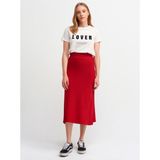 Dilvin 8786 Örme Midi Etek-Kırmızı - 36