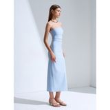 Dilvin 91368 Straplez Midi Elbise-Açık Mavi - 40