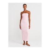 Dilvin 91368 Straplez Midi Elbise-Toz Pembe