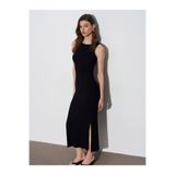 Dilvin 91652 Fitilli Midi Elbise-Siyah