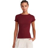 Dilvin Açık Bordo Kısa Kollu Pamuk T-Shirt, 40, 101A31935, Açık Bordo, Kadın