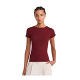 Dilvin Açık Bordo Pamuklu Kısa Kollu T-Shirt, 38, 101A31935, Açık Bordo, Kadın