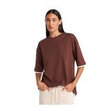Dilvin Açık Kahve Çift Görünümlü Oversize T-shirt, 36, 101A31894, Açık Kahve, Kadın