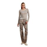 Dilvin Batik Desenli Denim Pantolon, 34, 101A72067, Haki, Kadın