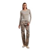 Dilvin Batik Desenli Denim Pantolon, 38, 101A72067, Haki, Kadın