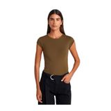Dilvin Bisiklet Yaka Basic T-shirt, 36, 101A31779, Haki, Kadın