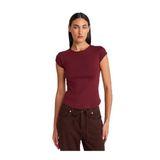 Dilvin Bisiklet Yaka Basic T-shirt Açık Bordo, 36, 101A31779, Açık Bordo, Kadın