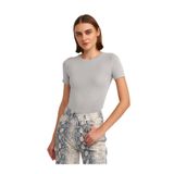 Dilvin Bisiklet Yaka Basic T-shirt Açık Gri, 36, 101A30747, Açık Gri, Kadın