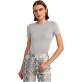 Dilvin Bisiklet Yaka Basic T-shirt Açık Gri, 40, 101A30747, Açık Gri, Kadın