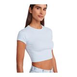 Dilvin Bisiklet Yaka Crop T-shirt, 36, 101A31810, Açık Mavi, Kadın