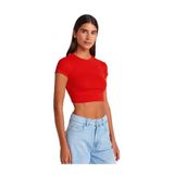 Dilvin Bisiklet Yaka Crop T-shirt, 36, 101A31810, Kırmızı, Kadın