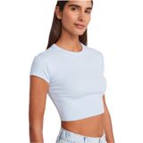 Dilvin Bisiklet Yaka Crop T-shirt, 38, 101A31810, Açık Mavi, Kadın