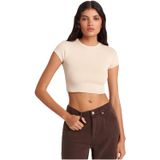 Dilvin Bisiklet Yaka Crop T-shirt, 38, 101A31810, Taş, Kadın