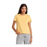 Dilvin Bisiklet Yaka Dikiş Detaylı T-shirt, 36, 101A31757, Sarı, Kadın