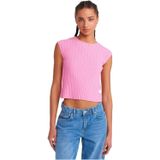Dilvin Bisiklet Yaka Fitilli İnce Triko Bluz, Standart, 101A10738, Koyu Pembe, Kadın