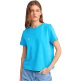 Dilvin Bisiklet Yaka Pamuklu T-shirt, 36, 101A30584, Turkuaz, Kadın