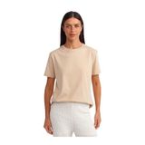 Dilvin Bisiklet Yaka Pamuklu T-shirt, 36, 101A30740, Açık Bej, Kadın