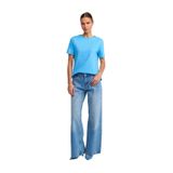 Dilvin Bisiklet Yaka Pamuklu T-shirt, 40, 101A30740, Mavi, Kadın