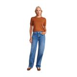 Dilvin Bol Kesim Straight Kot Pantolon, 36, 101A72045, Mavi, Kadın