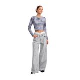 Dilvin Boxer Detaylı Denim Pantolon, 38, 101A71451, Gri, Kadın