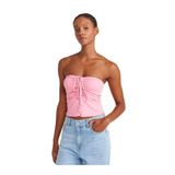 Dilvin Büzgülü Crop Bluz, 40, 101A31984, Pembe, Kadın