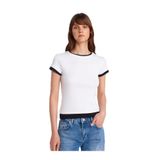 Dilvin Çift Görünümlü Pamuk T-Shirt, 36, 101A31859, Beyaz, Kadın