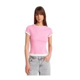 Dilvin Çift Görünümlü Pamuk T-Shirt, 36, 101A31859, Pembe, Kadın
