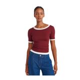 Dilvin Çift Katlı Büzgülü T-shirt, 38, 101A31942, Açık Bordo, Kadın