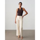 DILVIN Crop Top Kadın Düğme Detaylı Kolsuz V Yaka Ribanalı Yazlık Bluz