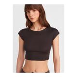 DILVIN Crop Top Kadın Modal Pamuklu Kısa Kol Yuvarlak Yaka Dar Kalıp Günlük Tişört