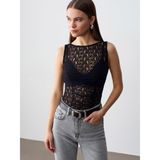 DILVIN Dantel Kolsuz Crop Top Kadın Yuvarlak Yaka Dar Kalıp Örme Kumaş Feminin Bluz